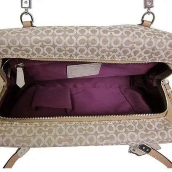 Coach Tan Shoulder Bag with Geometric Pattern - Picture 2 of 8